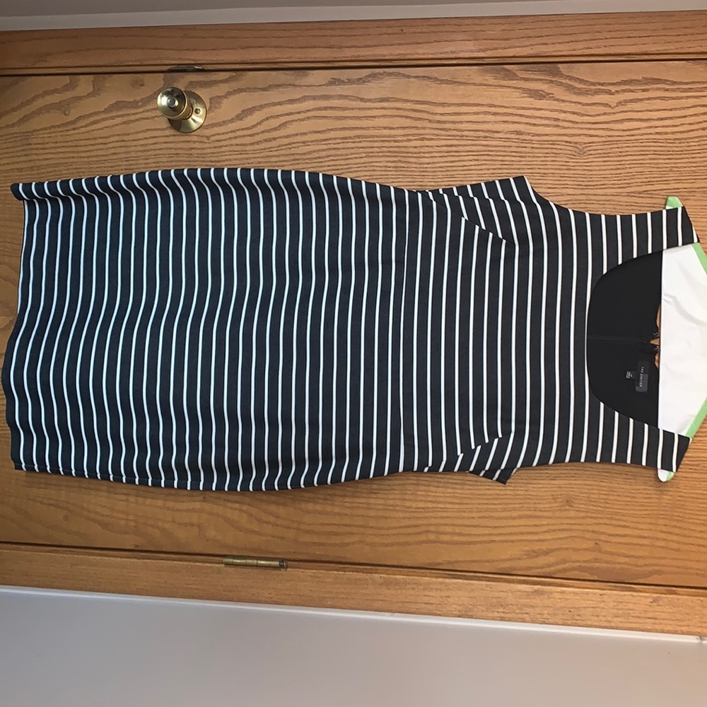 The Limited Women Dress in Off Black & White Stripped